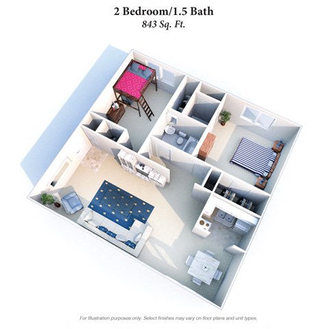 2 Bedroom Floor Plan at Barkley Ridge Apartments, Southgate, Kentucky
